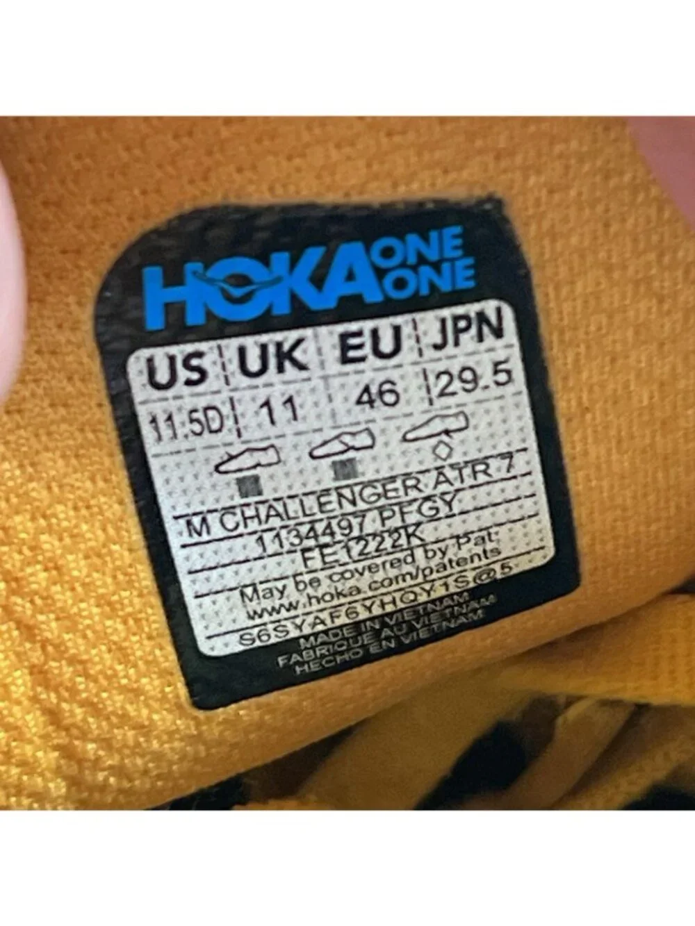 Hoka One One Challenger ATR 7 Mens 11.5 Shoes Yellow Trail Running Sneaker